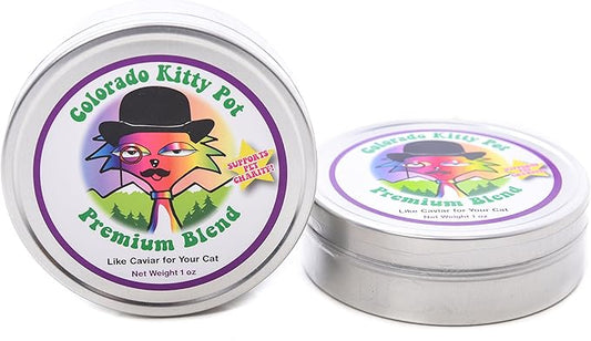 Colorado Kitty Pot Organic Catnip Enhanced with Organic Valerian Root in 4" Metal Caviar Tin, 1 oz