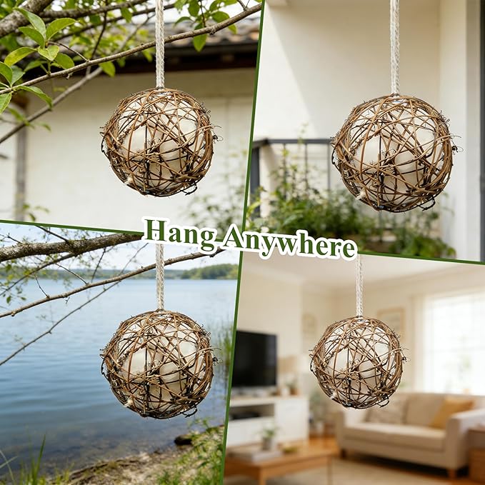 Gute Globe Hummingbird Nesters, Hummingbird Nesting Houses Set of 3, Bird Nesting Materials Holder, Refillable Balls Bird Nesting Station for Outdoor Wild Birds Wrens Finches Parrot