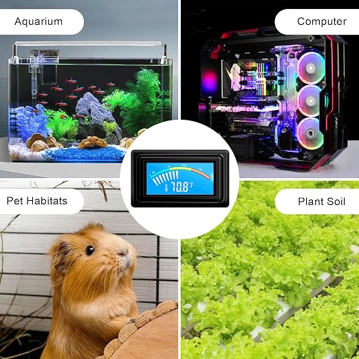 KETOTEK Digital Thermometer Temperature Meter Gauge Waterproof Sensor Probe Aquarium Car PC case Incubator Temp Meter 4 Pin Power Supply Celsius/Fahrenheit LCD Display