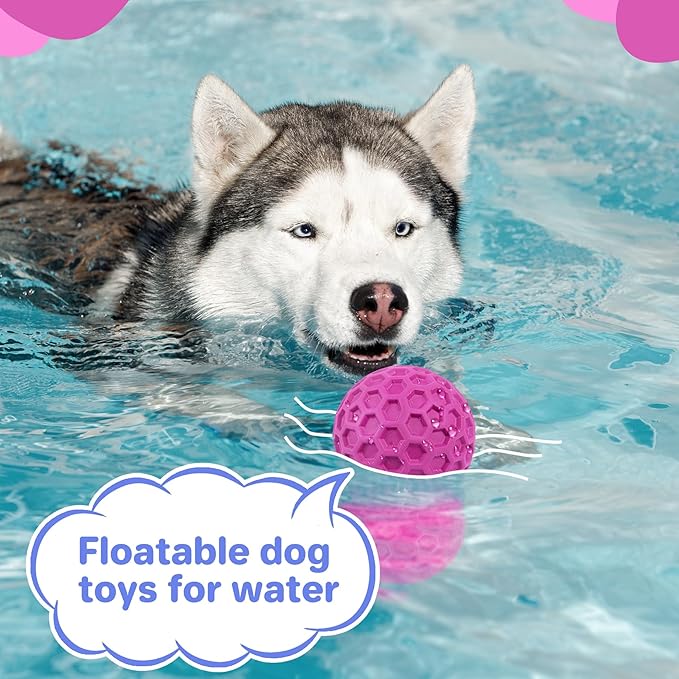 DISSKNIC Indestructible Squeaky Dog Balls, Dog Toys for Aggressive Chewers Large Breed for Relieving Anxiety, Tough Dog Chew Toys Balls for Aggressive Chewers, Outdoor Squeaky Cognitive Dog Toys