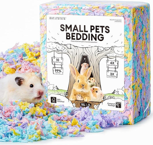 BUCATSTATE Hamster Bedding 15L, Truly 99% Dust-Free Small Animal Paper Bedding Odor Control, Cozy Hamster Litter for Rabbit Rat Syrian Dwarf Hamsters Gerbils (Party Confetti)
