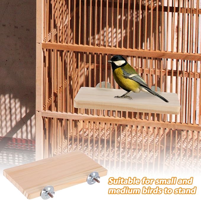Wooden Parrot Perch Corner Bird Perch Platform Flat Stand 7.48 × 3.93 Inches Wood Perch Birds Platform Parrot Stand for Bird Cages Corner Shelf for Parakeet Cockatiel Lovebird Rat Hamster