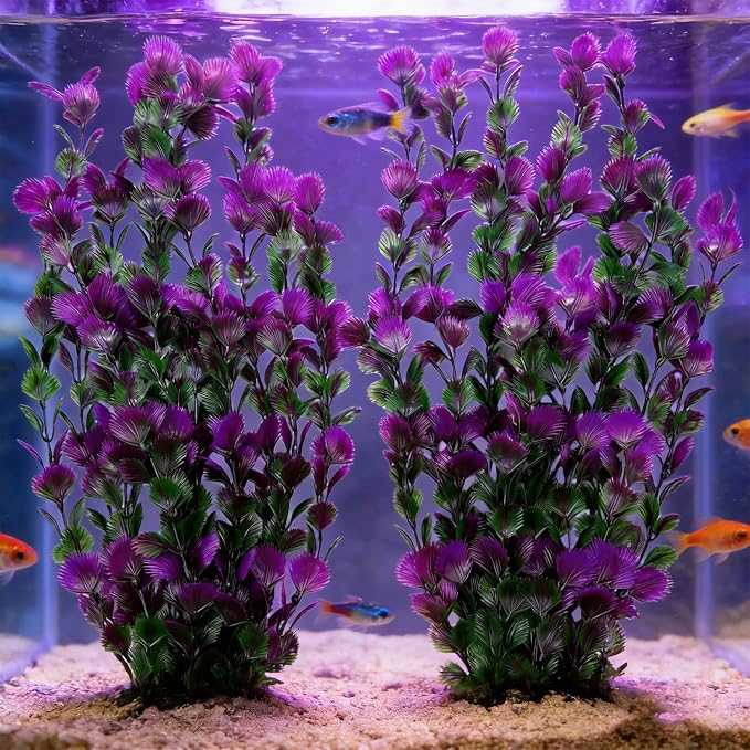 Tfwadmx Large 15 inch Aquarium Plants 2 Pcs Artificial Water Seaweed for Fish Tank Decor Plastic Plant for Betta Shrimp About