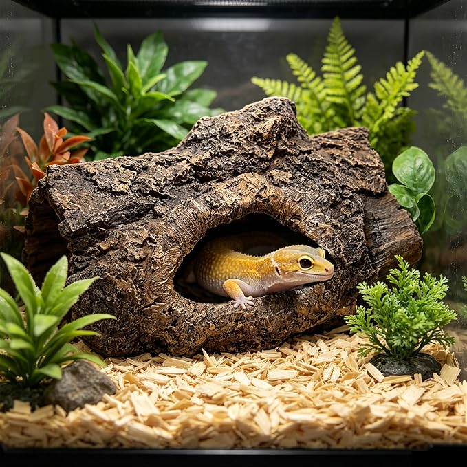 Tfwadmx Aquarium Decoration Cave Resin Hollow Tree Trunk Log Terrarium Ornament Fish Tank Hideout for Betta Cichlid Shrimp Small Reptile Gecko