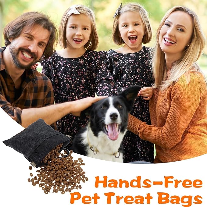 Puppy Training Treat Pouch Dog Treat Pouch Treat Pouches for Pet Training Black Pocket Sized Pet Training Pouch Portable Puppy Dog Training Treat Bag Self Closing Pet Feed Reward (Black)