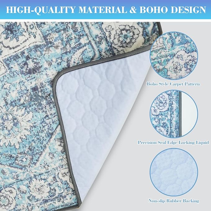 Dogcator Ocean-Blue Non-Slip Dog Washable Pee Pad Extra Large 72" x 72", Reusable Pet Training Pad for Dogs, Cats, and Puppies