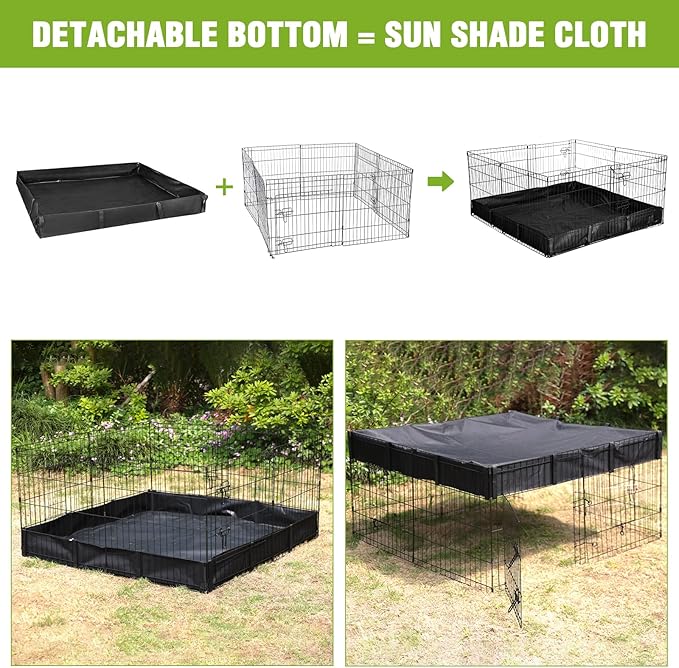 Rabbit Pet Playpen, Bunny Cage with Waterproof Liner, Pet Run Extension for Guinea Pig, Hamster, Chinchillas, Portable Small Animal Cage Fence (Playpen Only)