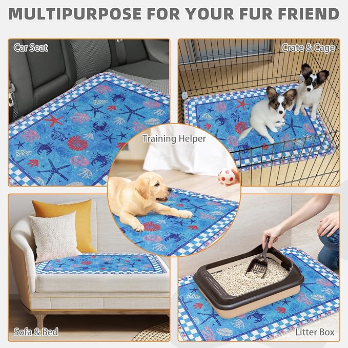 KOOLTAIL Summer Washable Pee Pads for Dogs, 2 Pack Super Absorbent Reusable Puppy Training Pads Waterproof, Nonslip & Leak-Proof Dog Pee Pads,Large Pet Mats Whelping Pads for Floor,Crate,Couch,36"x41"