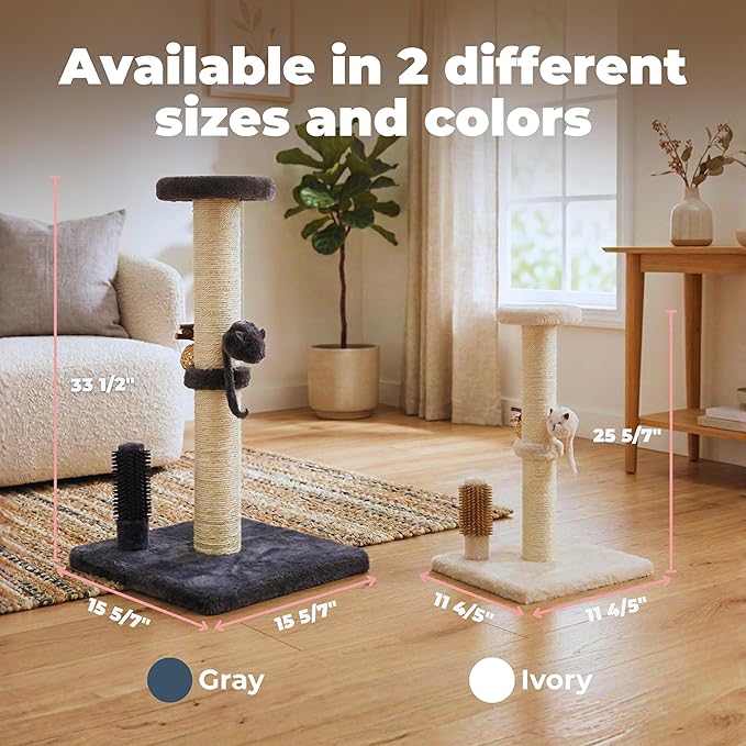 Best Pet Supplies Catify Cat Scratcher, Fun Interactive Scratchers, Posts, Poles, Claw Safe, Furniture Saver Indoor Play Support Natural Cat Behaviors Heavy Duty - Gray, 11.78 x 11.78