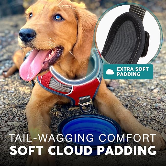 Embark Adventure Medium Dog Harness – No-Pull, Reflective Trim, Military-Grade Nylon, Front Clip with Gel-Lined Handle