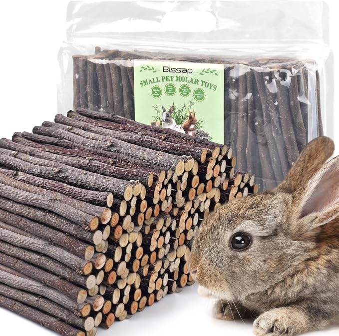 Bissap Apple Sticks for Rabbits, Natural Bunny Chew Toys and Treats for Chinchilla Guinea Pig Hamster Gerbil Small Animals Pet Apple Wood Stick Toys Teeth Grinding (940g/2lb)