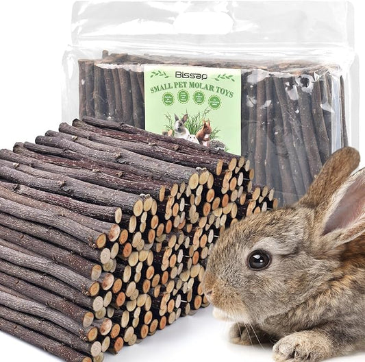 Bissap Apple Sticks for Rabbits, Natural Bunny Chew Toys and Treats for Chinchilla Guinea Pig Hamster Gerbil Small Animals Pet Apple Wood Stick Toys Teeth Grinding (940g/2lb)