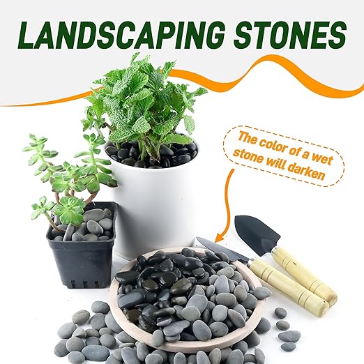 Quibbay 45 LB Mexican Beach Pebbles, 0.4-1 Inch Natural Unpolished Bulk Rocks, Decorative River Rocks for Landscaping Garden Paving Plant, Rocks for Walkways and Outdoor Decorative Stone, Grey