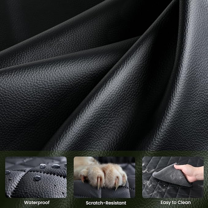 Pecute Back Seat Extender for Dogs 56.29 * 28.74 in, Car Window Fixing for Maximum Car Protection, Leather Fabric Dog Car Seat Cover for Back Seat, Waterproof, Scratch-Resistant, Support to 330 lbs