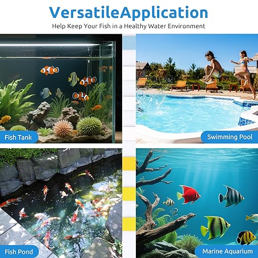SEAOURA 7-in-1 Aquarium Test Kit for Fish Tanks - 135 Strips Water Testing Strips for Aquariums & Ponds Accurate Testing Nitrate，Nitrite，Chlorine，Hardness，Alkalinity，Carbonate，pH