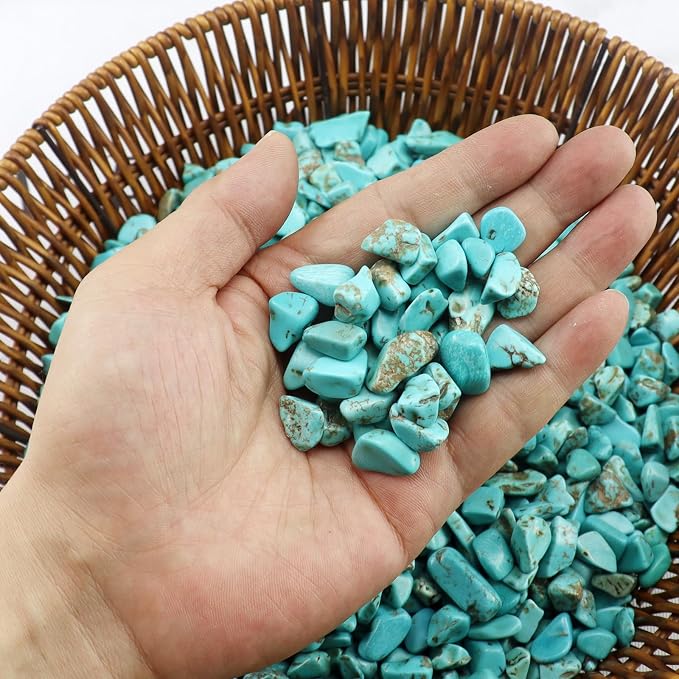 0.96LB Crushed Quartz Aquarium Gravel Vase Filler Succulent Rocks Home Decor Fish Tank Stones Pebbles Polished Bulk Irregular Shaped - Artificial Turquoise