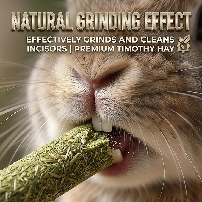 Rabbit Toys,Timothy Hay Stick for Guinea Pig Toy Bunny Chew Toys for Teeth Grinding Hamster Alfalfa Bite Treat Rabbit Molar Food Snack for Pet Rat Chinchilla Squirrel Gerbil-120PCS