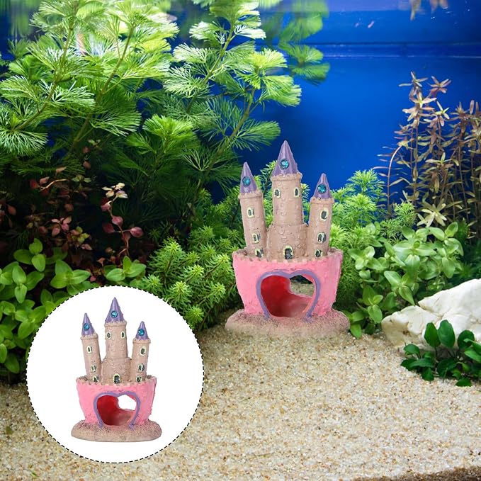 Mipcase Aquarium Castle Decoration Resin Fish Tank Ornament with Fish Hidden Cave Tank House for Betta Freshwater and Saltwater Tanks 4.52 X 2.95 X 2.36 in