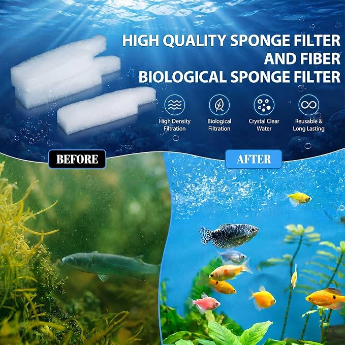 Threlaco 15 Pcs Aquarium Sponge Foam Filter Pads Compatible with Seachem Tidal Replacement Polishing Pad Fish Tank Filter Floss, Media for Crystal Clear Water(Compatible with Seachem Tidal 75,White)