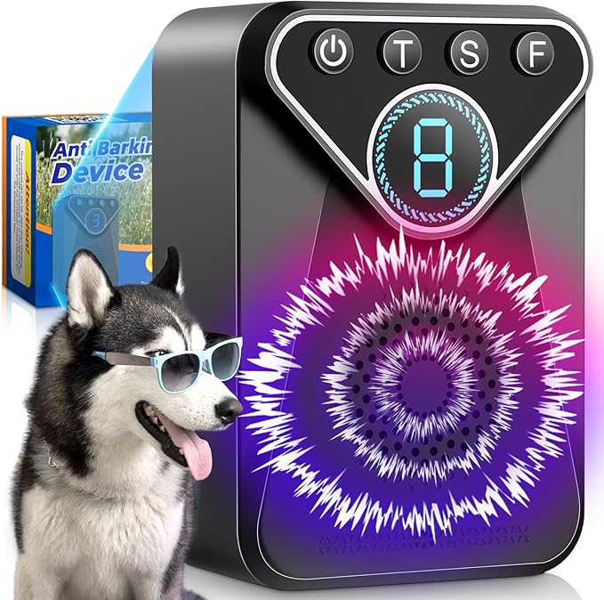 Anti Barking Device for Dogs - 9 Modes 33 FT Range Ultrasonic Anti Barking Deterrent, Rechargeable Bark Control Device, Dog Barking Deterrent Devices Barking Silencer for Indoor&Outdoor