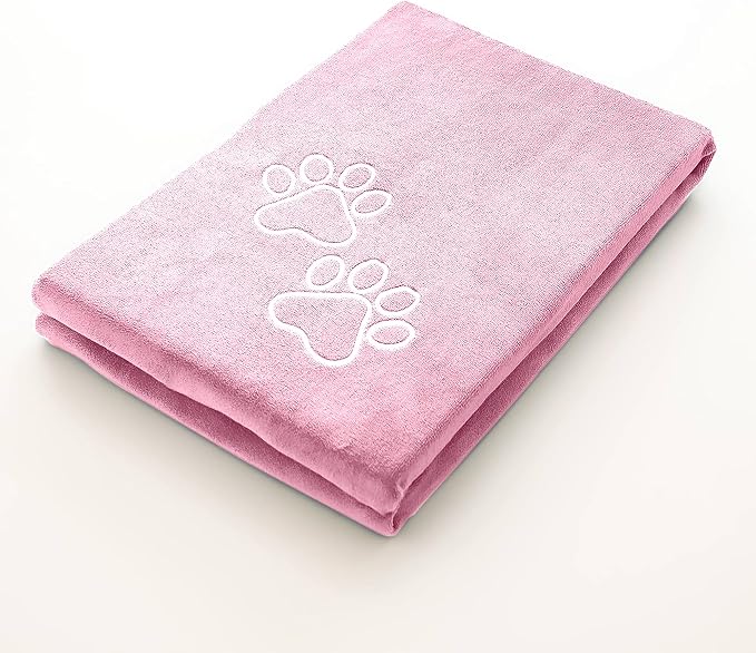 Luzia Unconditional Love | Premium Pet Drying Towel | Ultra Absorbent and Soft Microfiber Towel for Dogs and Cats (Pink) XL