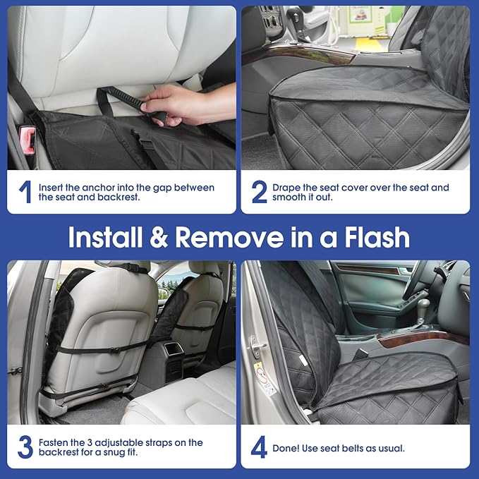 ALLANSING Front Seat Cover for Dogs with Side Flaps, Heavy Duty 900D Waterproof Car Seat Cover, Protects from Dirt & Scratches, for Pets & Daily Use, Fits Cars SUV Trucks Minivans (2-Pack)