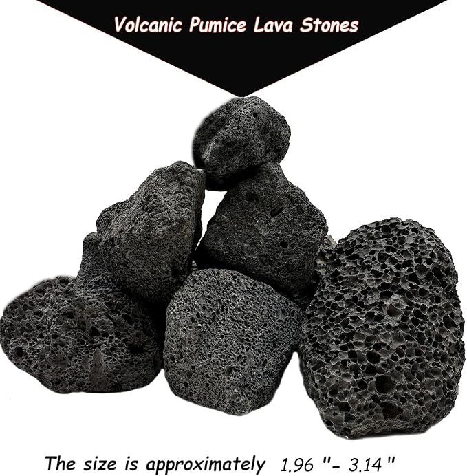 Tfwadmx 10 Pcs Aquarium Black Lava Rock Fish Tank Volcanic Pumice Stones for Betta Fish Shrimp (1.96''-3.14'')