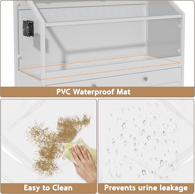 Pipleo Hamster Cage with Storage Cabinet,43.3" Small Animal Cage with LED Lights and Fan, Easy View Acrylic Panel, Large Habitat for Guinea Pig, Hedgehog,Rat 43.3"x 15.7"x 43.3"