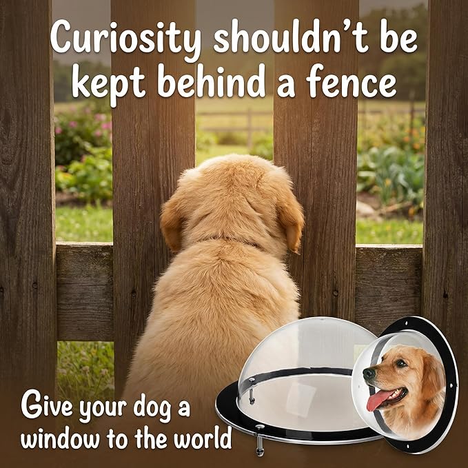 Goaste 2 Pack Dog Fence Window, 12.4 Inch Clear Pet Dome, Durable Plastic Pet Peek Windows Playground, Doggie Fence Safe Domes, Pets Supply for Dog Cat Horse, 12.4 x 4.9 Inch