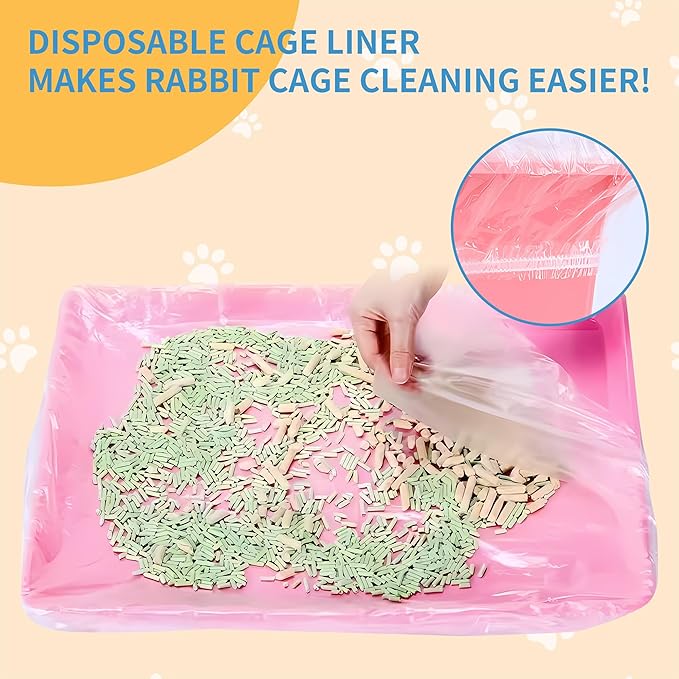 100 Pcs Disposable Cage Liners 27.6' X 19.7'' - Clear, Plastic Toilet Film for Bunny, Hamster, Totoro, Hedgehog, Guinea Pig & Small Animal Habitats