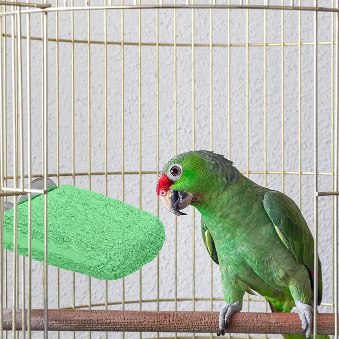 2pcs Anti-Slip Bird Beak Grinding Stones, Washable Resin Bird Beak Trimmer & Nail Filing Stand Platform Cage Accessories for Parrots Budgies Cockatiels Parakeets (Green)
