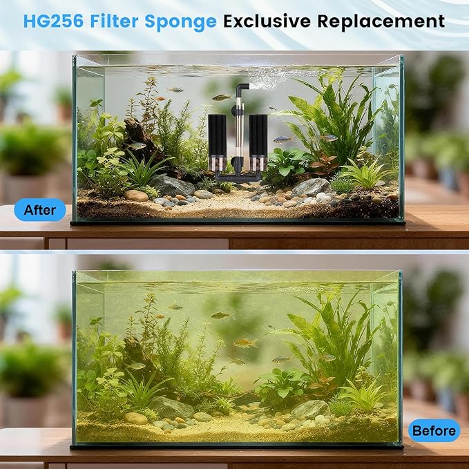 hygger Pack of 4 Replacement Sponges for Aquarium Vertical Stripes Double Sponge Filter (S)