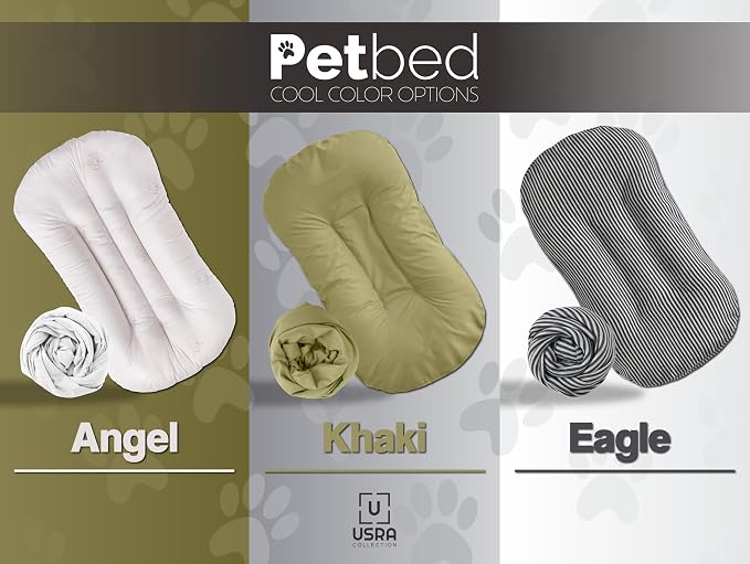 USRA 100% Cotton Orthopedic Pet Bed Gift Set with 2 Covers 28"x20" Dog Cat Recovery Pillow Hypoallergenic Natural Oeko-TEX Certified Comfy Kennel Pillow - Eagle Latte Colors