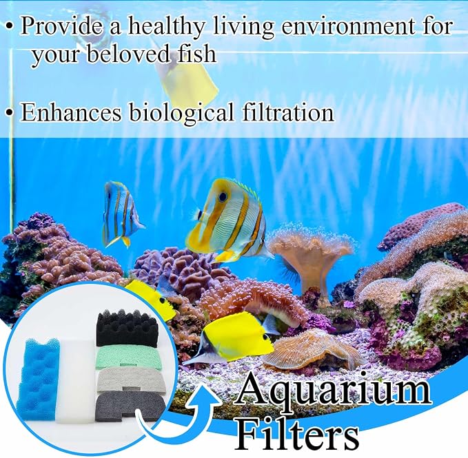 Threlaco 32 Pcs Aquarium Replacement Maintenance Kit Compatible with Fluval 206/207 Filter Media Including Biological Sponge, Ammonia/Phosphate/Nitrite Remover Pad, Aquarium Towel, Grease