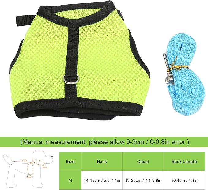 Pet Mesh Traction Harness Chest Back Leash Rabbit Guinea Pig Supplies Mesh Comfortable Adjustable Small Pets (Fruit Green)