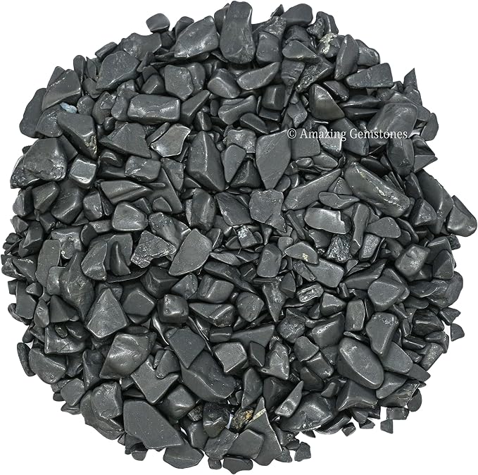 Shungite Crystal Chips Aquarium Gravel Rocks - Bulk Fish Tank Gravel, Small Tumbled Stone and Tiny Crystals for Decoration (Natural AAA Grade Gemstones)