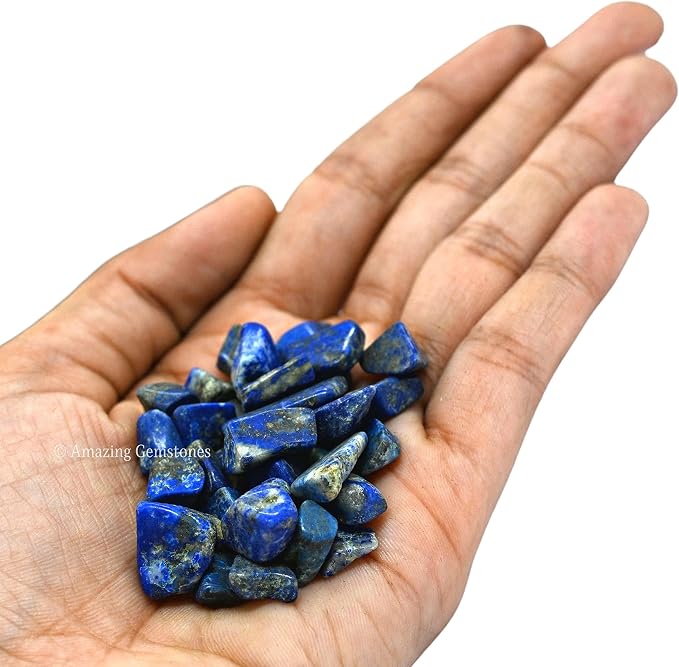 Amazing Gemstone Lapis Lazuli Crystal Chips and Tiny Crystals - Aquarium Gravel Rocks, Bulk Fish Tank Gravel, Small Tumbled Stone Chips for Decoration (Natural AAA Grade Gemstones)