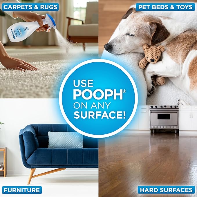 POOPH Maximum Strength Pet Odor Eliminator Spray 32oz Fragrance Free Odor Remover for Dogs and Cats Urine Poop Pee Deodorizer for Carpet Furniture and Home Use