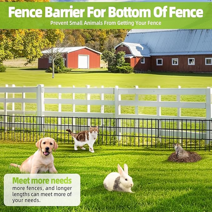 20ft(L) X 13in(H) No Dig Fence, 14 Pack Garden Fence Panels, Rustproof Metal Wire Animal Barrier Fence for Dogs, Rabbits & Squirrels, Easy Setup Outdoor Yard & Patio Defense