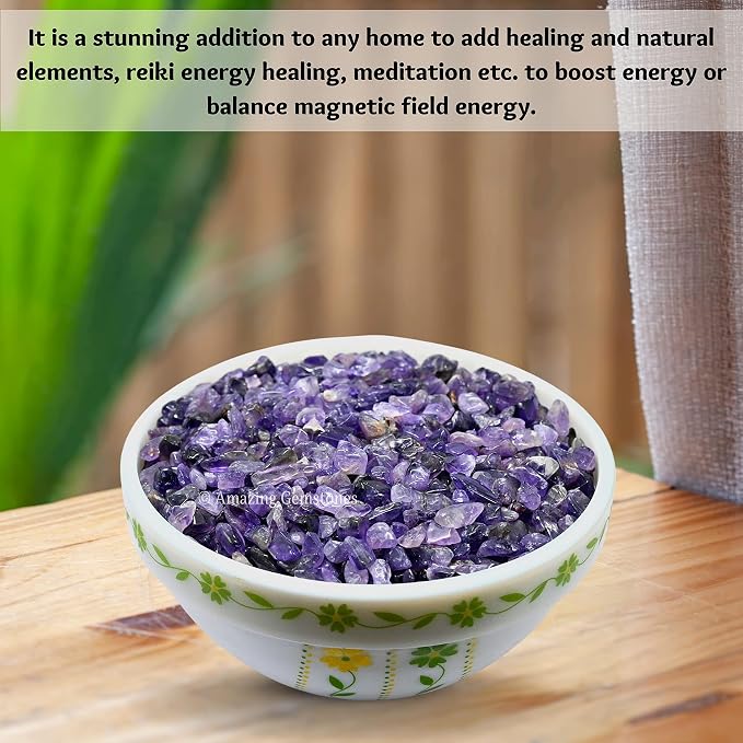 Amazing Gemstone Amethyst Crystals Aquarium Gravel Rocks for Fish Tank Decor - Certified Crystals for Spiritual Healing and Witchcraft, Garden Landscaping and Home Vase Display (1lb)