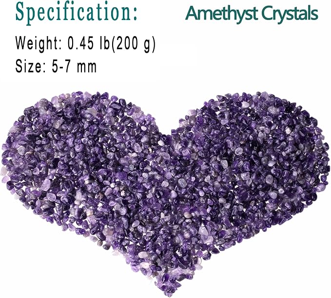Natural Amethyst Crystal Quartz Rocks Chips Vase Filler Rocks for Succulent Plant Small Fish Tank Aquarium Gravel Decorative Pebbles Stones(200 gram)