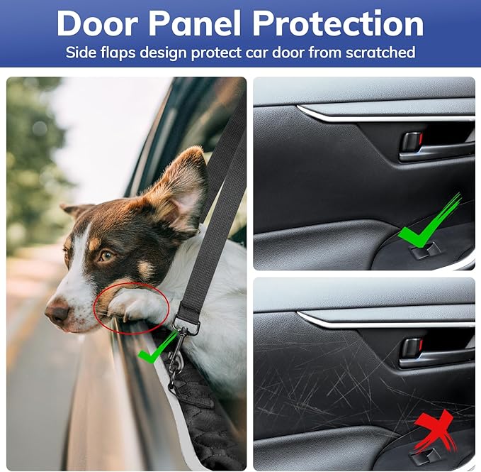 Mancro Back Seat Pet Cover for Dogs, Dog Hammock for Truck with Zipper Side Flap, Waterproof Covers for Full Size Crew Cab Trucks with Fold Up Seats, Fit for Ford F150, Dark Black, X-Large