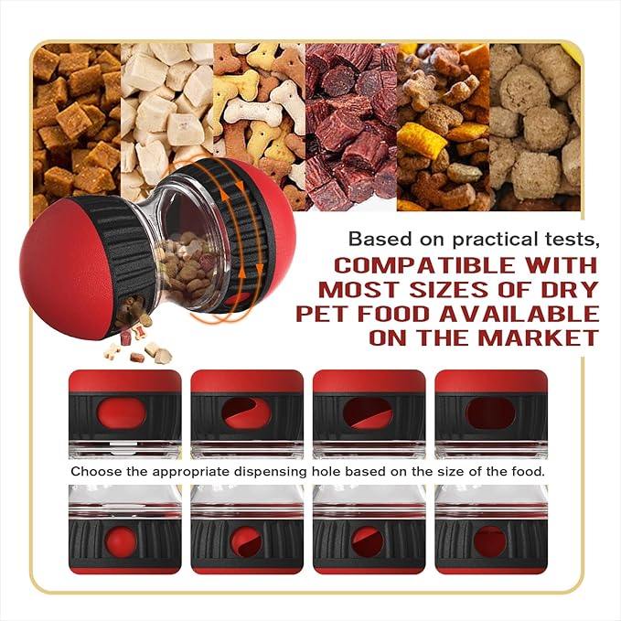 BSISUERM Dog Food Dispensing Puzzle Toy Adjustable Treat Dispenser Slow Feeder Pet Interactive Chase Toy Dog Enrichment Ball for Medium Large Dogs to Keep Them Busy, Extra Large
