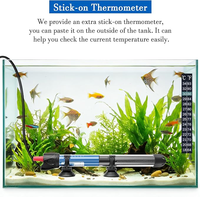 50W 100W 300W Submersible Aquarium Heater, Adjustable Glass Water Heater for 5 – 70 Gallon Fish and Turtle Tank (100W)