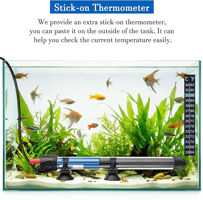 50W 100W 300W Submersible Aquarium Heater, Adjustable Glass Water Heater for 5 – 70 Gallon Fish and Turtle Tank (300W for 35-70 Gallon)
