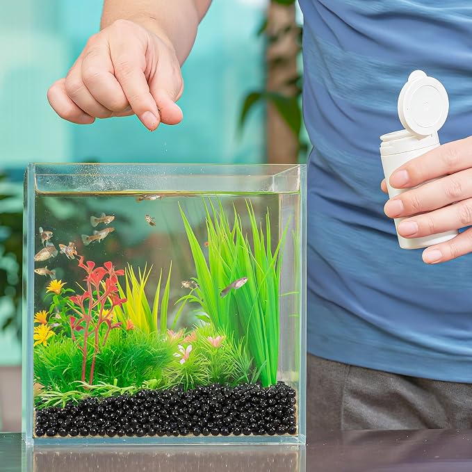 Keedolla 3Lb Aquarium Fish Tank Gravel Rocks Glass Pebbles Gemstones, Glass Stones Vase Filler for Fountain Succulent Plant Decorative Rock Pebble Stone - Black