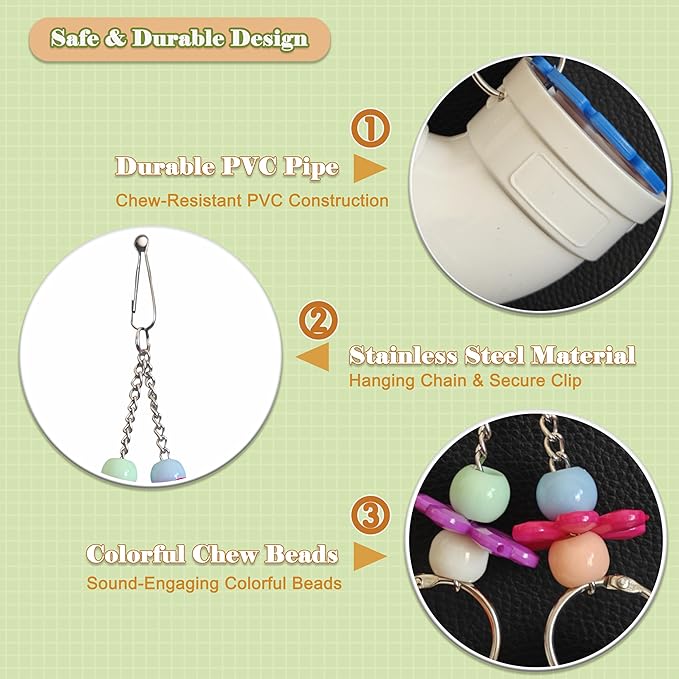 Hanging Foraging Toy for Small Animals Slow Feeder Enrichment Tube with Wide Openings Chew-Resistant Cage Toy for Hamsters Mice and Small Birds