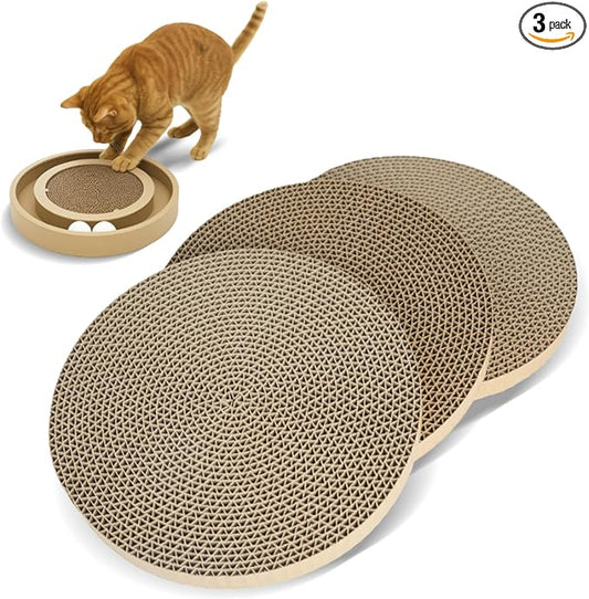 Best Pet Supplies Catify Cat Scratcher, Fun Interactive Scratchers, Posts, Poles, Claw Safe, Furniture Saver Indoor Play Support Natural Cat Behaviors Heavy Duty - 3 Pack Round, 10 x 10