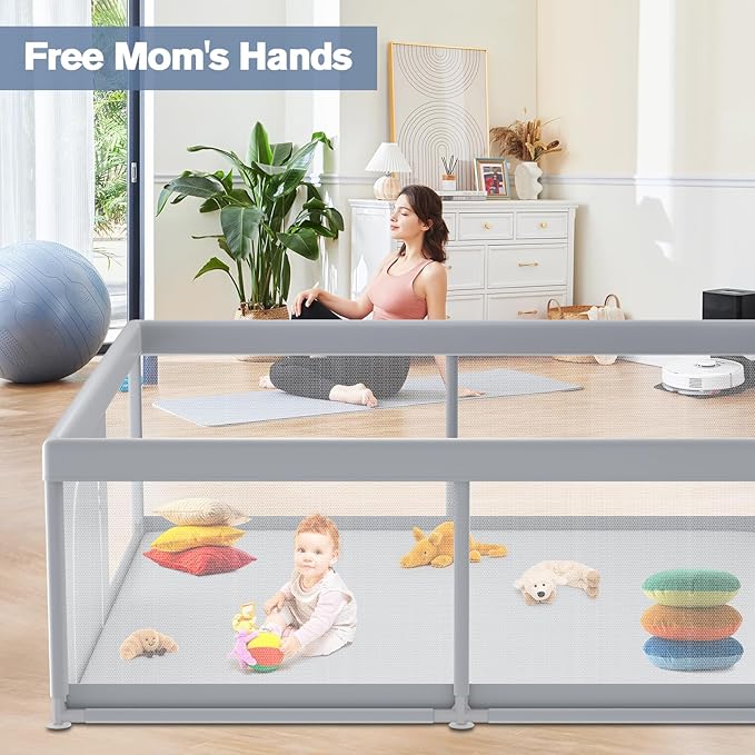 Extra Large Baby Playpen 79×79 Inch, Playpen with 2 Zipper Door for Babies and Toddlers, Play Pen Pin Indoor Outdoor Baby Play Fence