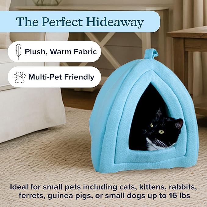 Cat House - Indoor Cat Bed with Removable Foam Cushion - Pet Tent for Kittens, Rabbits, Guinea Pigs, and Other Small Animals by PETMAKER